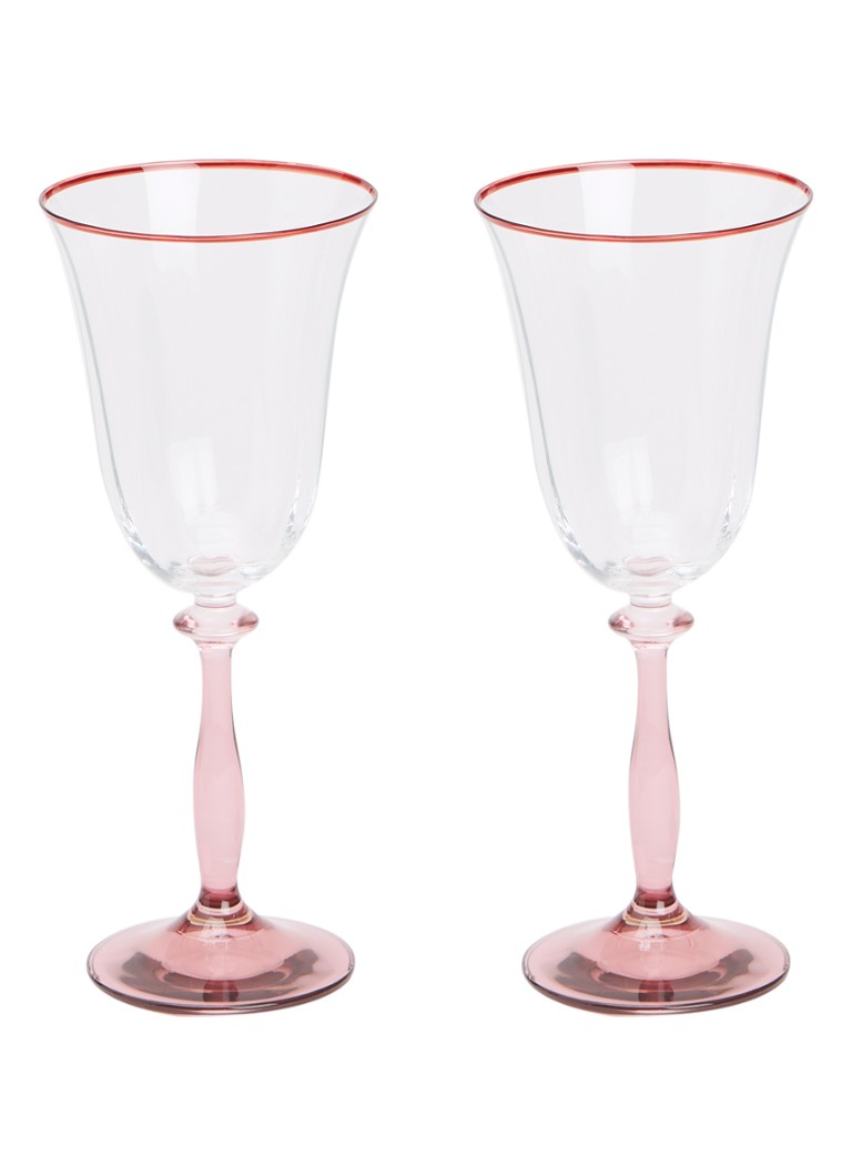 Anna + Nina Clara Optic wijnglas 25 cl set van 2 Roze - Deal