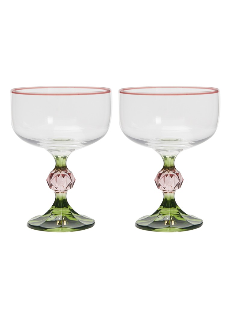 Anna + Nina Evy cocktailglas 20 cl set van 2 Groen - Deal
