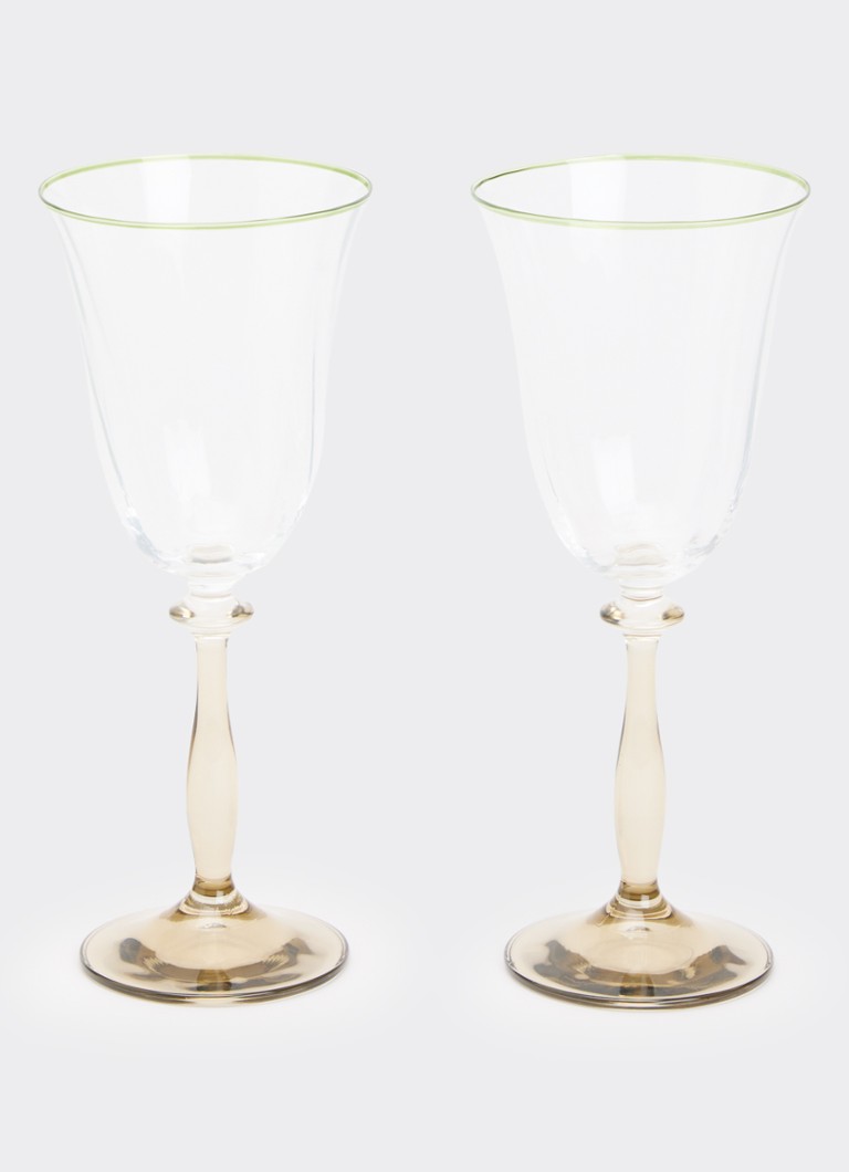 Anna + Nina Lily Optic wijnglas 25 cl set van 2 Geel - Deal