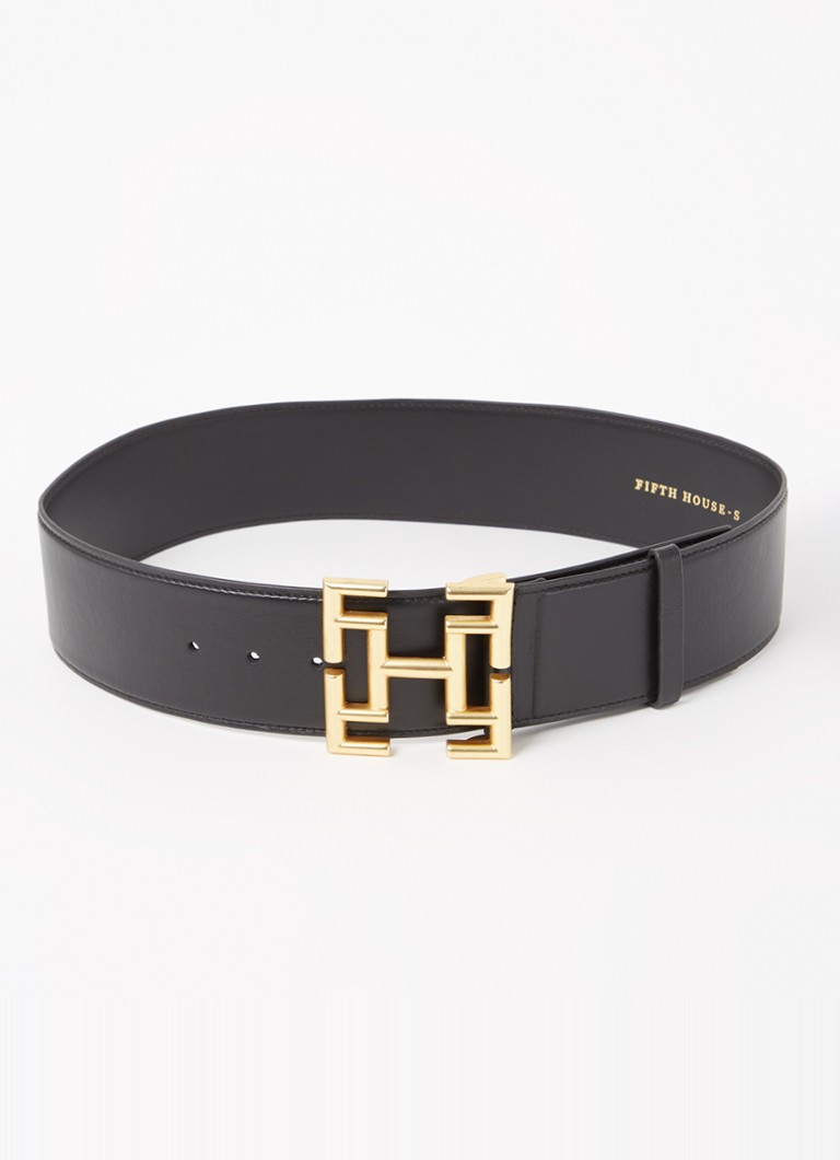 Fifth House Dames Dana tailleriem van leer met logo in de kleur Zwart