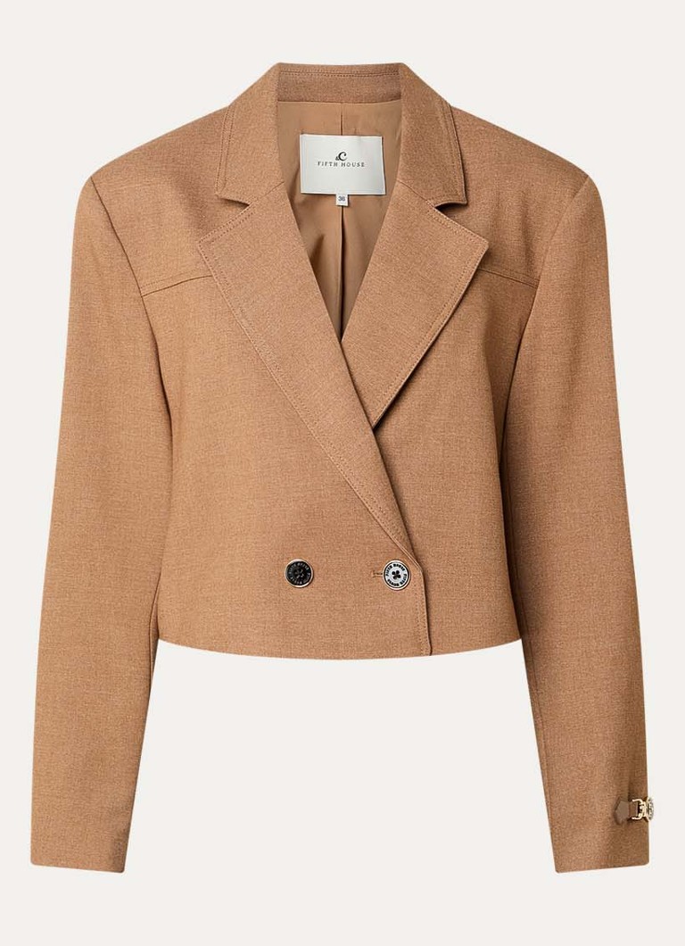 Fifth House Dames Ladaa cropped blazer in de kleur Camel
