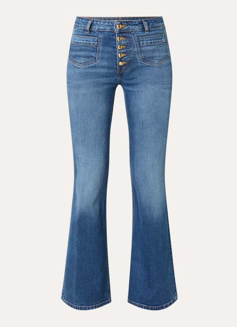 Fifth House Dames Lexy high waist flared fit jeans met medium wassing in de kleur Indigo