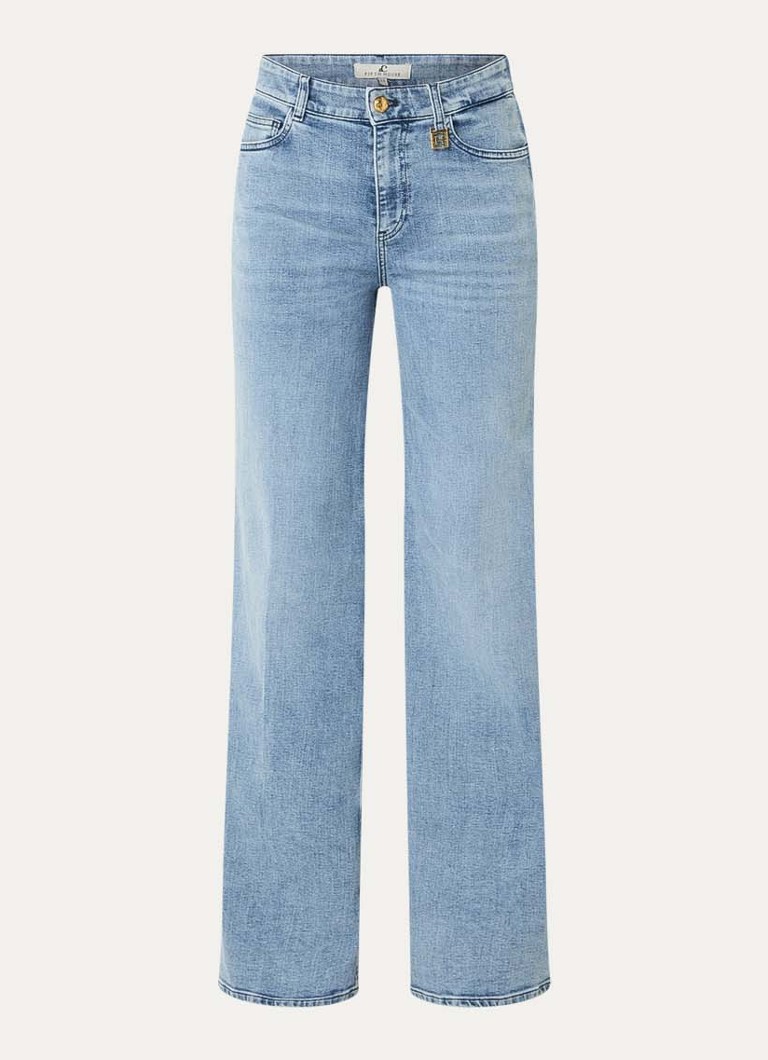 Fifth House Dames Lyana mid waist wide leg jeans met lichte wassing in de kleur Indigo