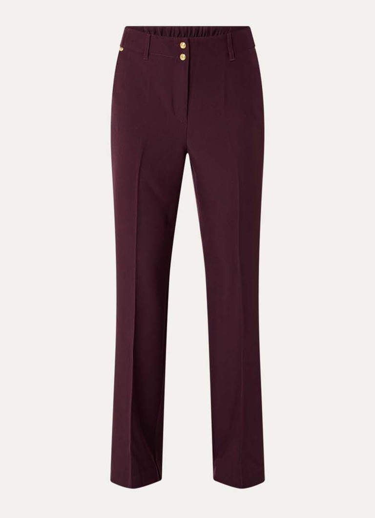 Fifth House Dames Lonni high waist tapered fit pantalon met steekzakken in de kleur Aubergine