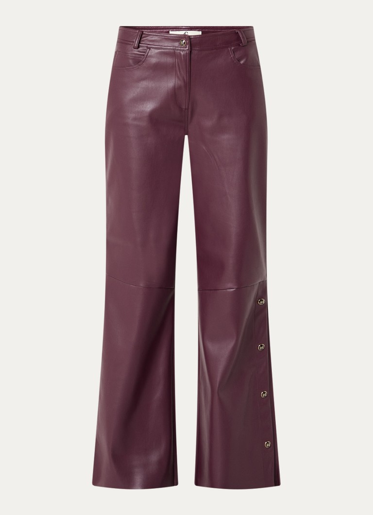 Fifth House Dames Lorrin high waist flared fit broek van imitatieleer in de kleur Bordeauxrood