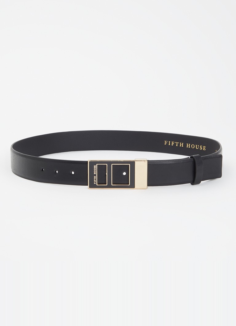 Fifth House Dames Jaylie riem van leer met logo in de kleur Zwart