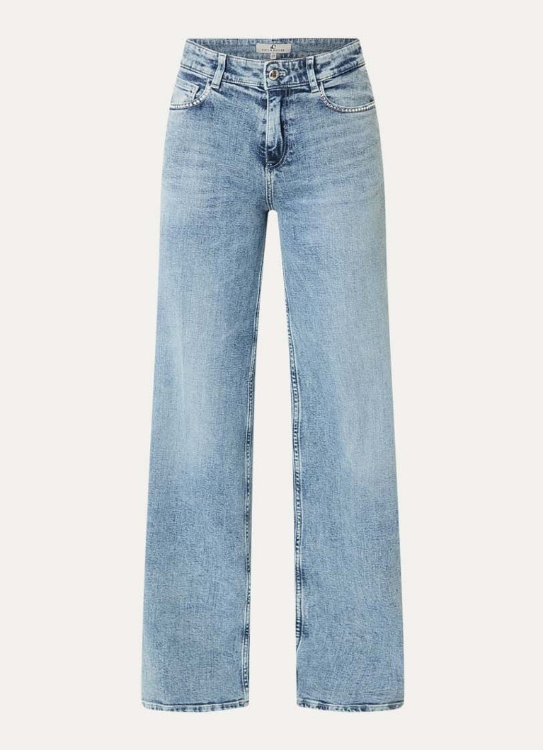Fifth House Dames Kamilla high waist wide fit jeans met strass in de kleur Indigo