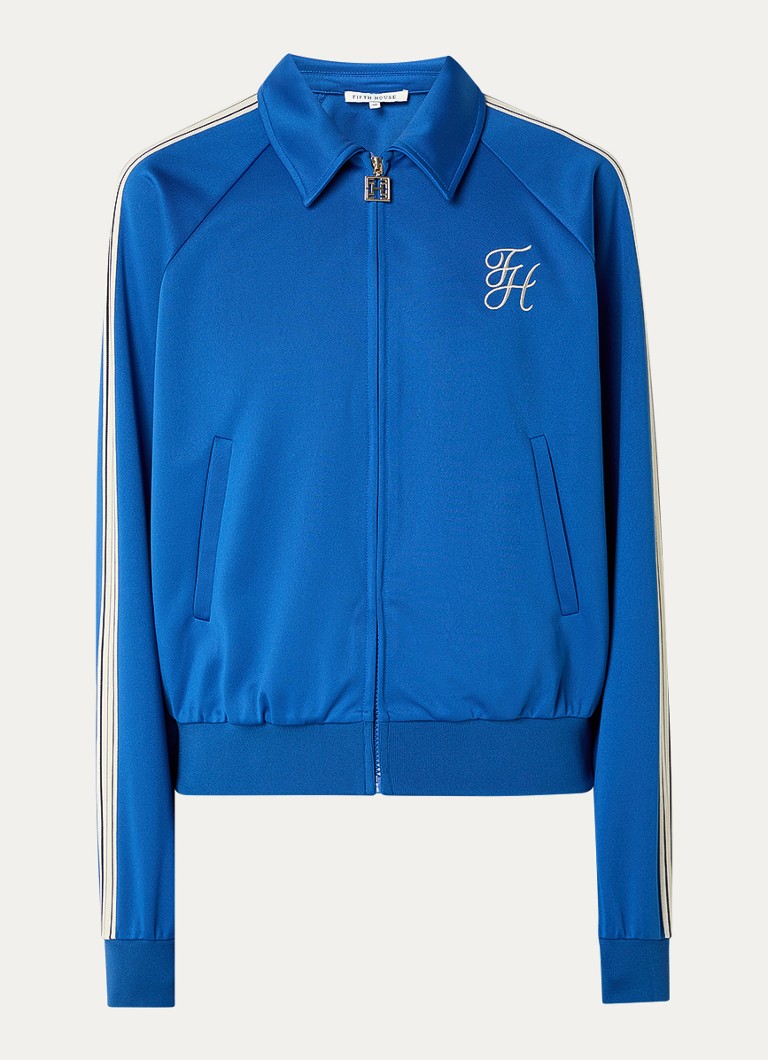 Fifth House Dames Sweatvest met logoborduring en steekzakken in de kleur Royalblauw