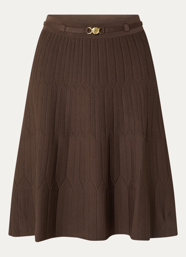 Fifth House Dames Malya midi rok met structuur in de kleur Bruin