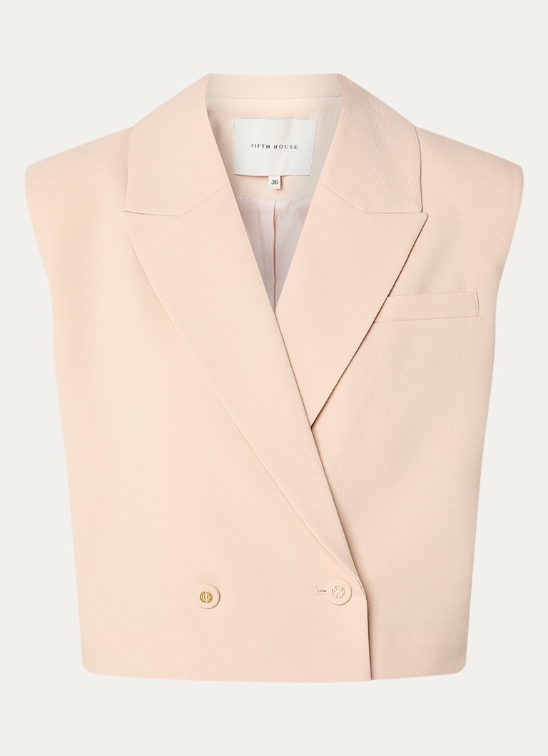 Fifth House Dames Manon gilet met schoudervulling in de kleur Beige