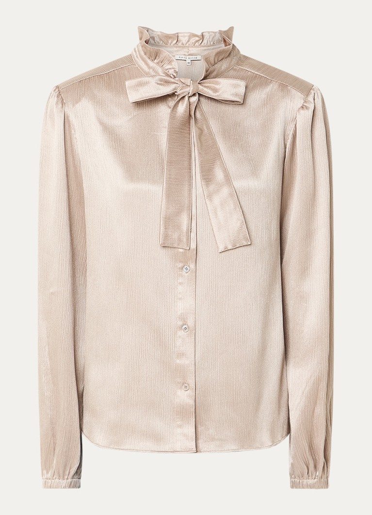 Fifth House Dames Marli blouse met strikdetail in de kleur Beige