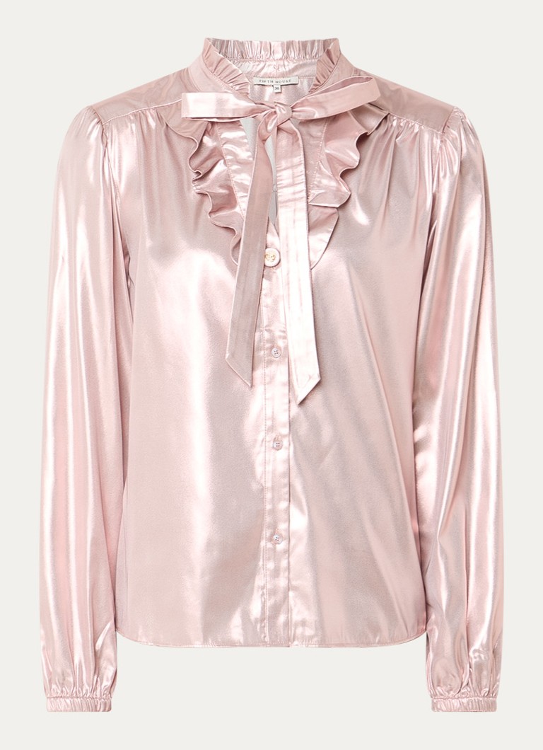 Fifth House Dames Marlon blouse met glanzende finish in de kleur Roze