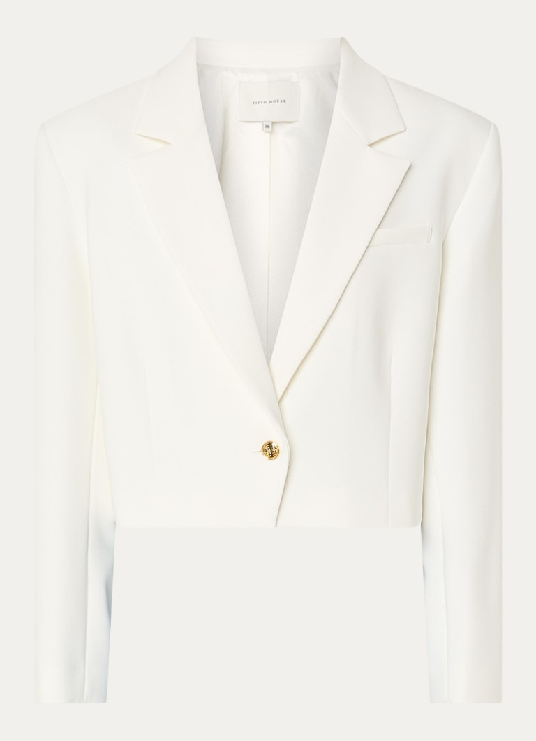 Fifth House Dames Melodi cropped blazer met schoudervulling in de kleur Gebroken wit