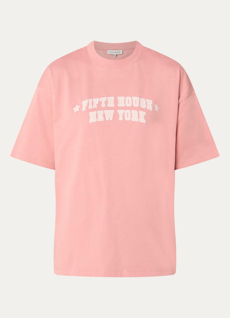Fifth House Dames Milena T-shirt met print in de kleur Lichtroze