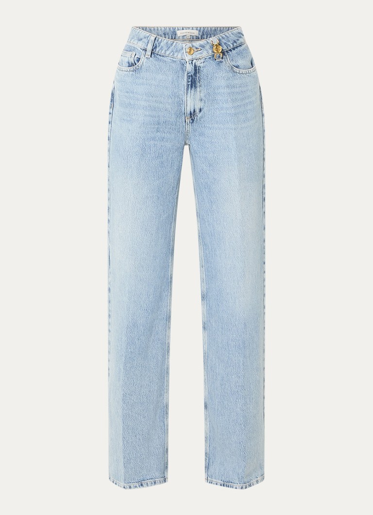 Fifth House Dames Millie mid waist wide leg jeans met lichte wassing in de kleur Indigo