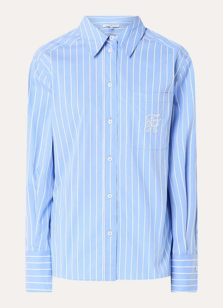 Fifth House Dames Mirre blouse met sreepprint in de kleur Lavendel