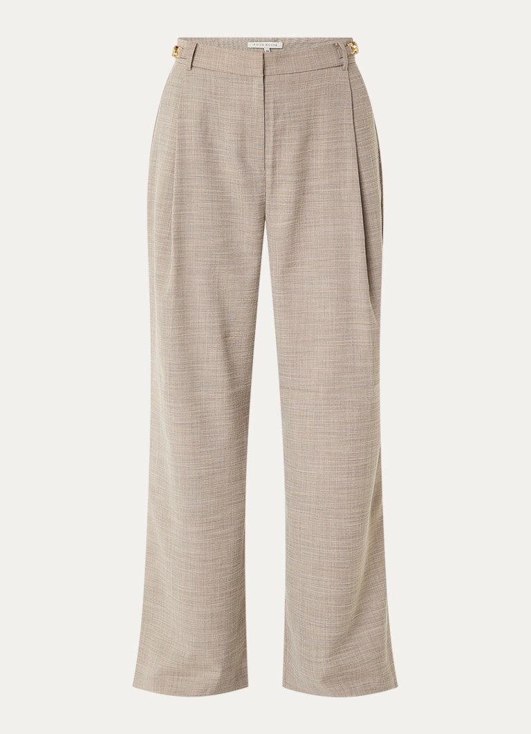 Fifth House Dames Ozzy high waist straight leg pantalon met steekzakken in de kleur Middengrijs