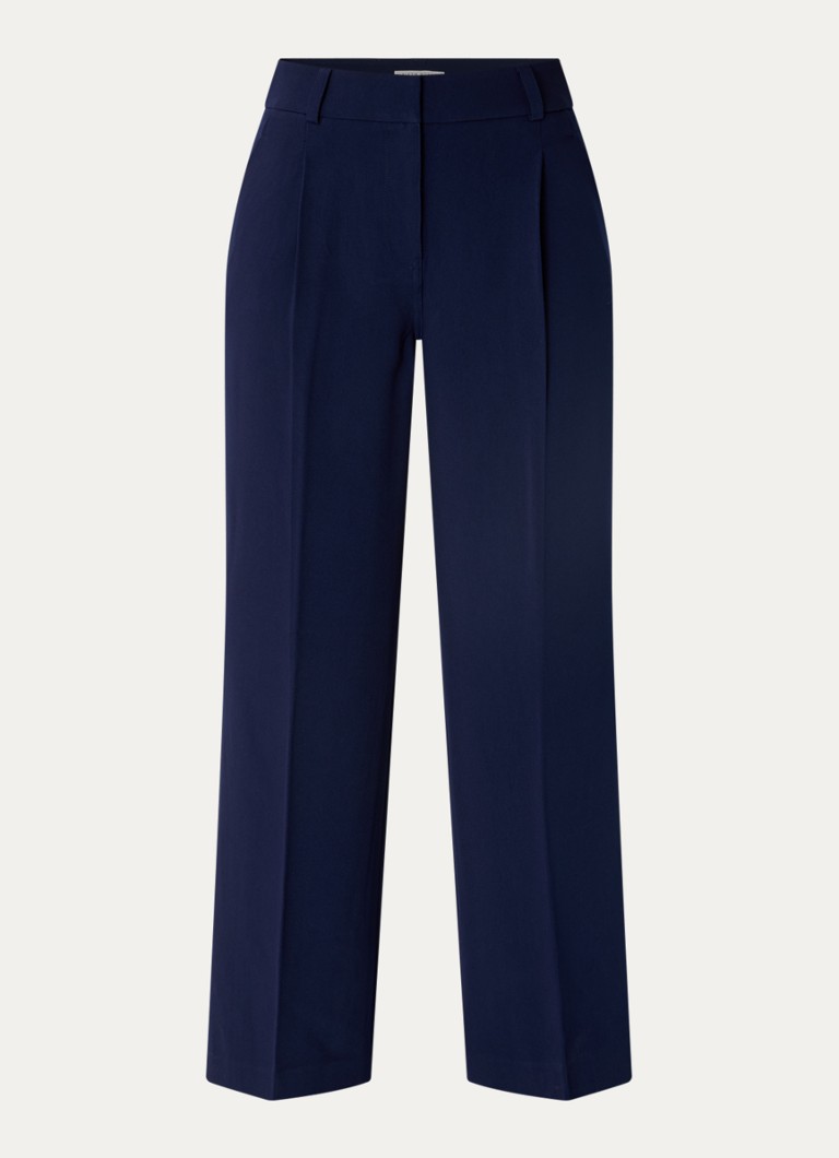 Fifth House Dames Ozias mid waist loose fit pantalon met persplooi in de kleur Royalblauw