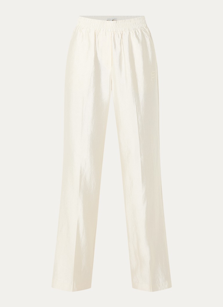 Fifth House Dames Orlando high waist straight fit broek met glanzende finish in de kleur Wit