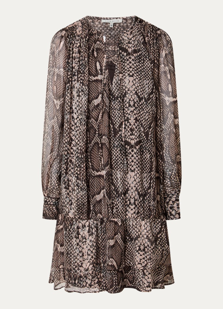 Fifth House Dames Olicia midi tuniekjurk met slangenprint in de kleur Bruin