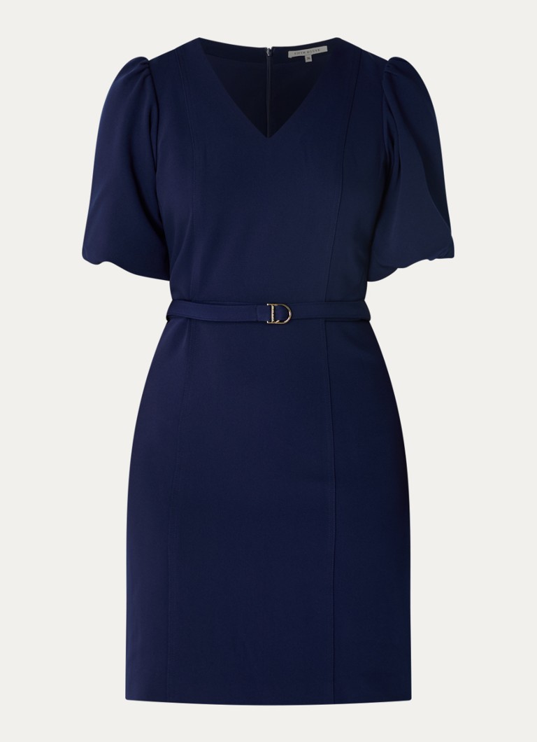 Fifth House Dames Ozias mini jurk met pofmouw en ceintuur in de kleur Royalblauw