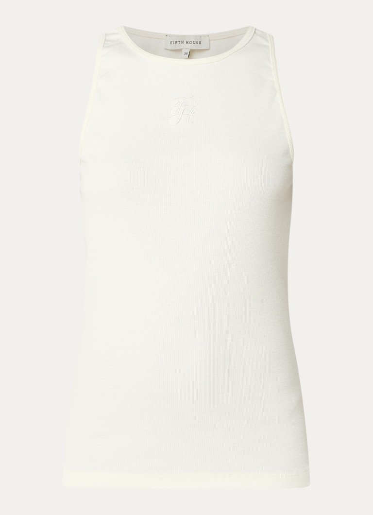Fifth House Dames Odega tanktop met logoborduring in de kleur Wit