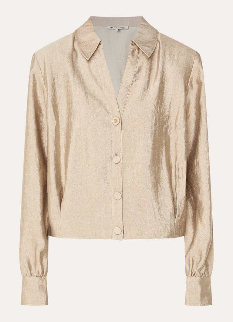 Fifth House Dames Orlando blouse met structuur in de kleur Beige