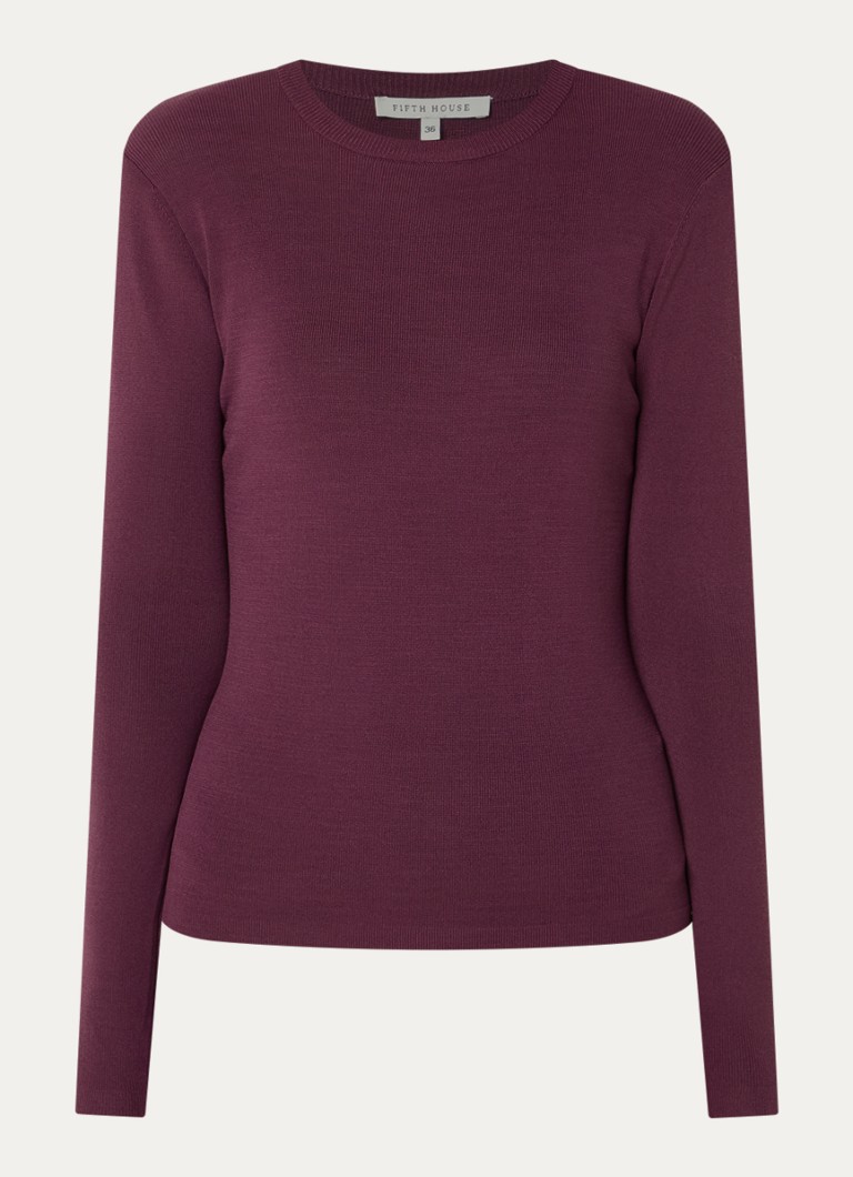 Fifth House Dames Jadas fijngebreide top met ronde hals in de kleur Paars