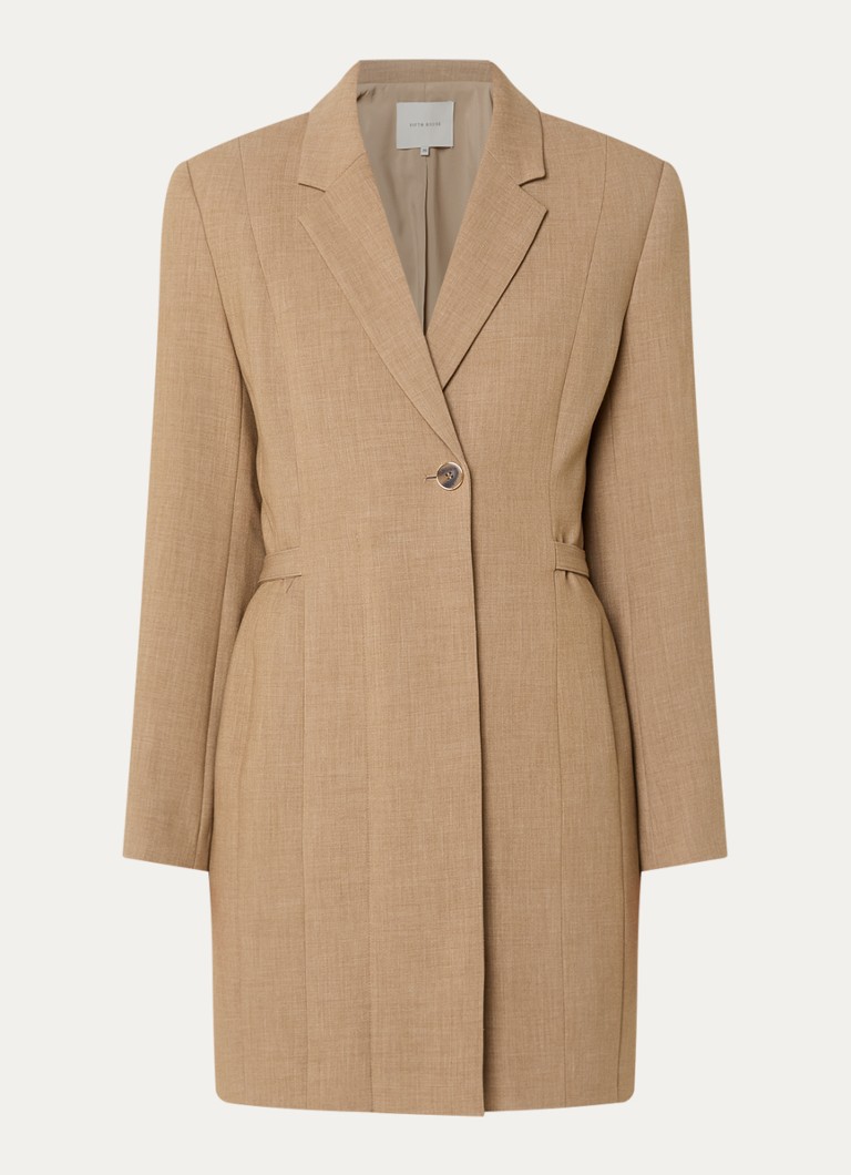 Fifth House Dames Paloma mini blazerjurk met ceintuur in de kleur Camel