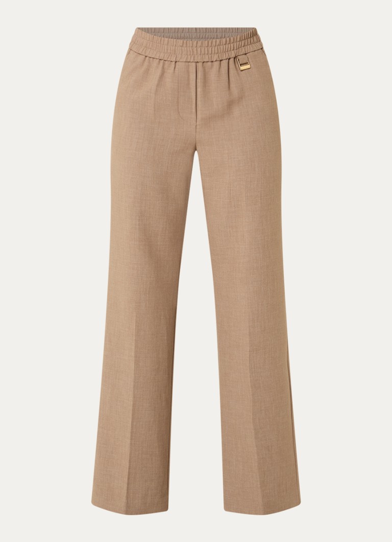 Fifth House Dames Paloma high waist straight fit pantalon met steekzakken in de kleur Camel