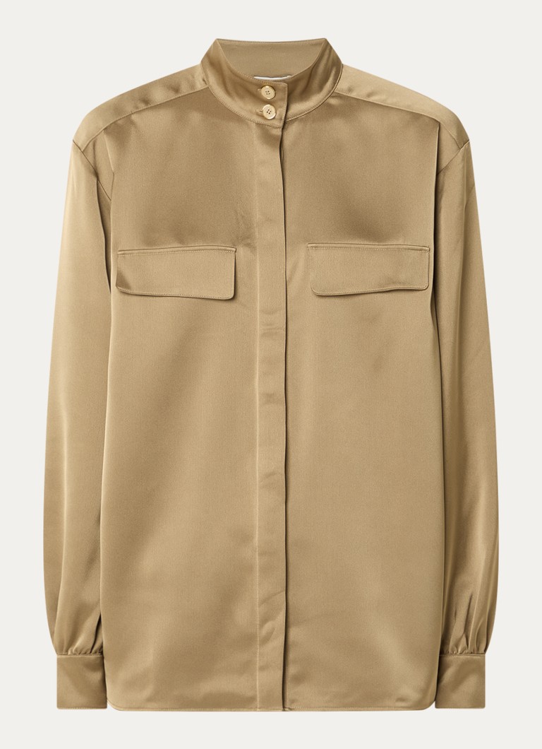 Fifth House Dames Pamplona blouse van satijn in de kleur Lichtbruin