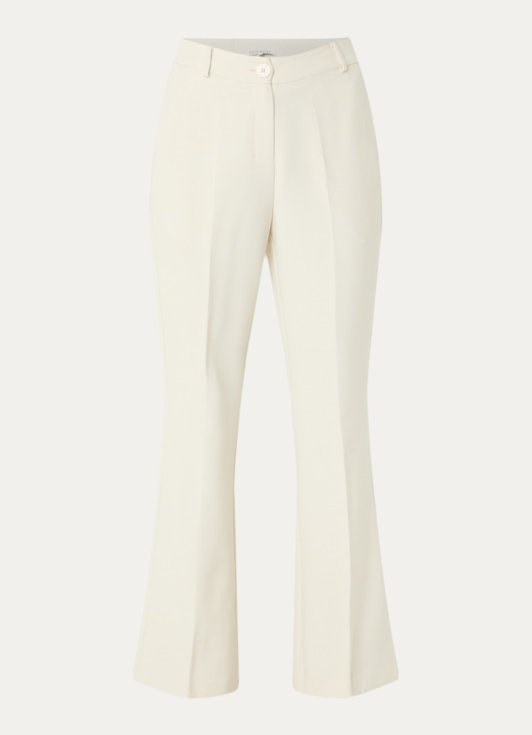 Fifth House Dames High waist flared fit pantalon met steekzakken in de kleur Creme