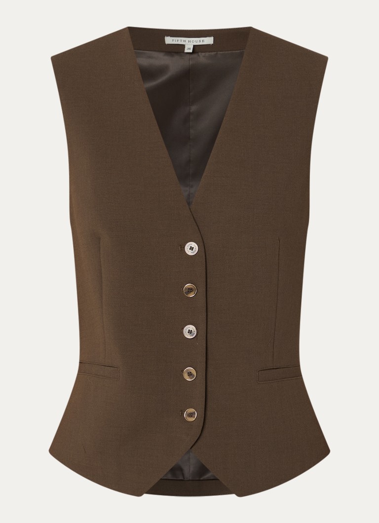 Fifth House Dames Paradice gilet met paspelzakken in de kleur Bruin