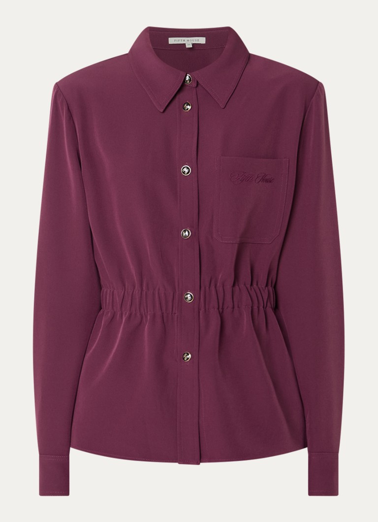 Fifth House Dames Peggi blouse met borstzak in de kleur Paars
