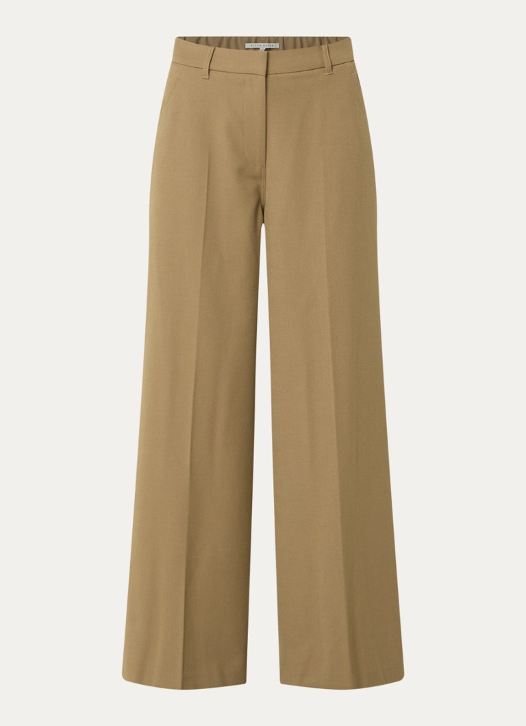 Fifth House Dames Perri high waist wide fit pantalon met steekzakken in de kleur Lichtbruin