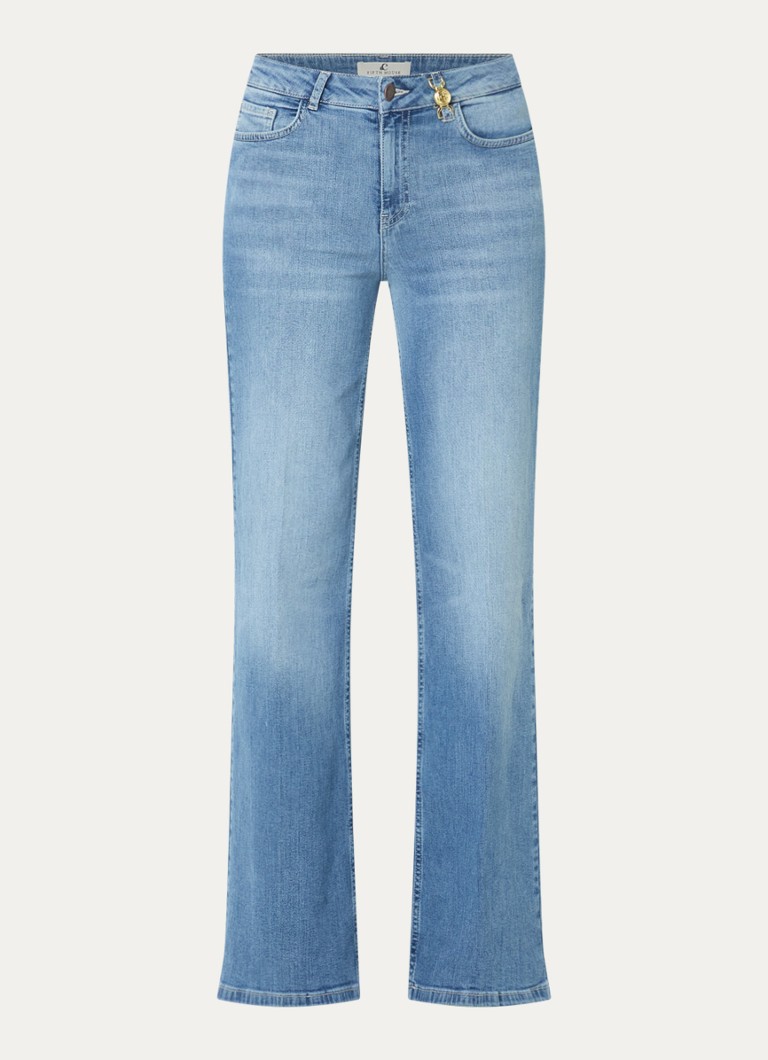 Fifth House Dames Prya high waist wide leg jeans met lichte wassing in de kleur Indigo