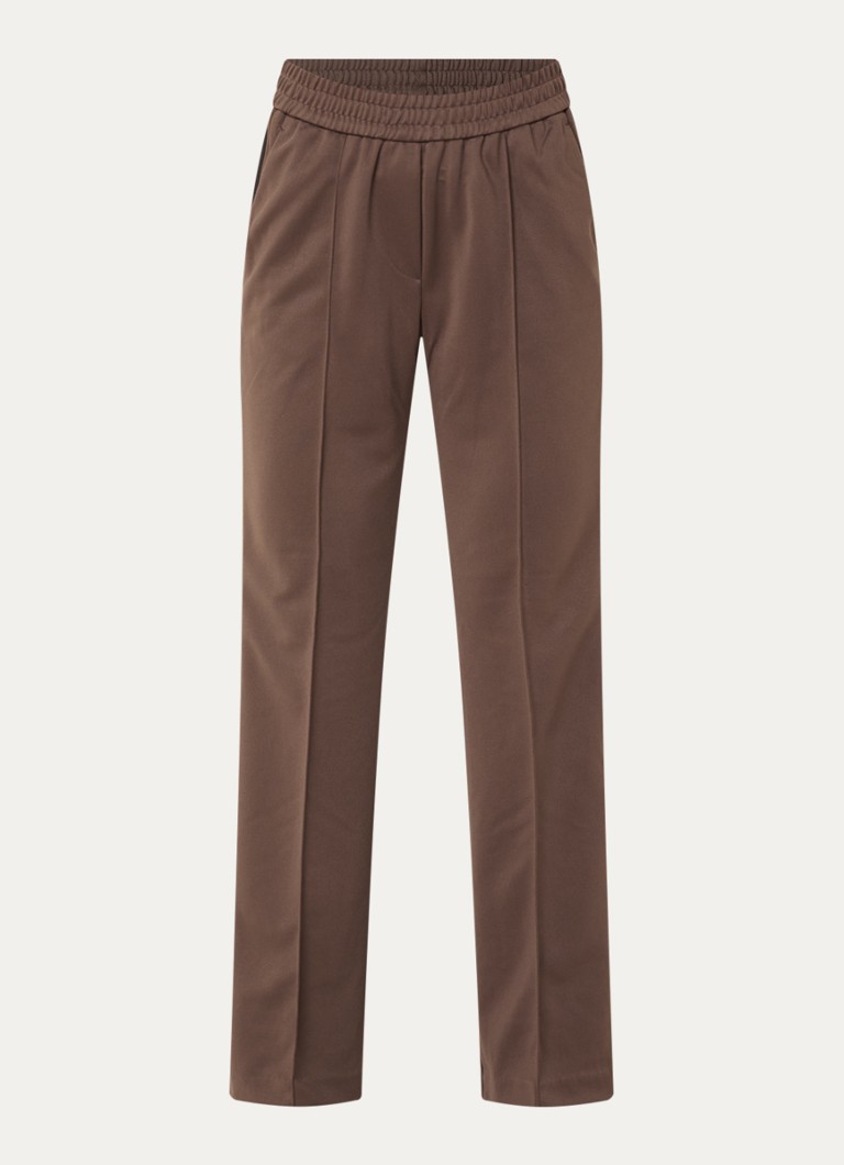 Fifth House Dames Pucy high waist straight fit trackpants met steekzakken in de kleur Chocoladebruin