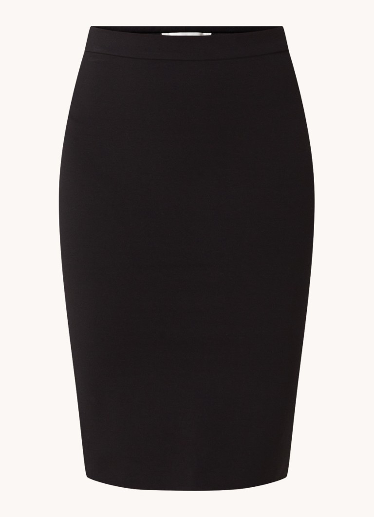 Modström Dames Tanny midi kokerrok met stretch in de kleur Zwart