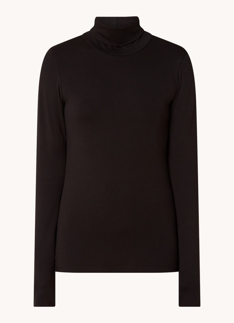 Modström Dames Tanner longsleeve met col in de kleur Zwart