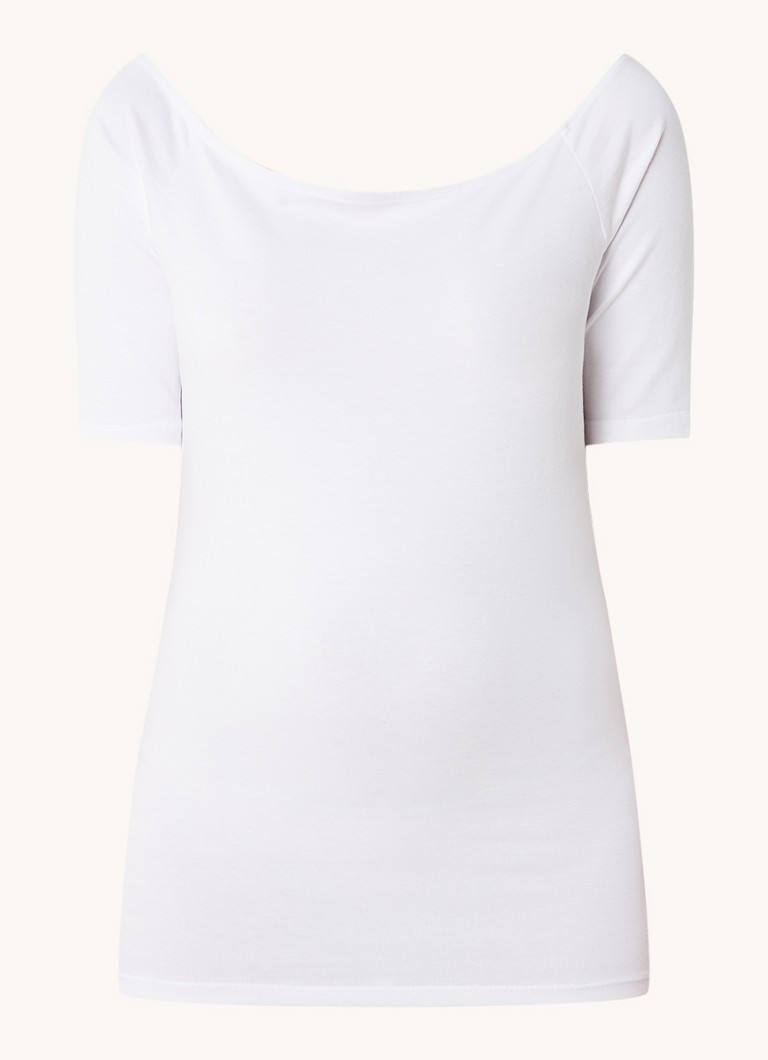Modström Dames Tansy top met boothals en stretch in de kleur Wit