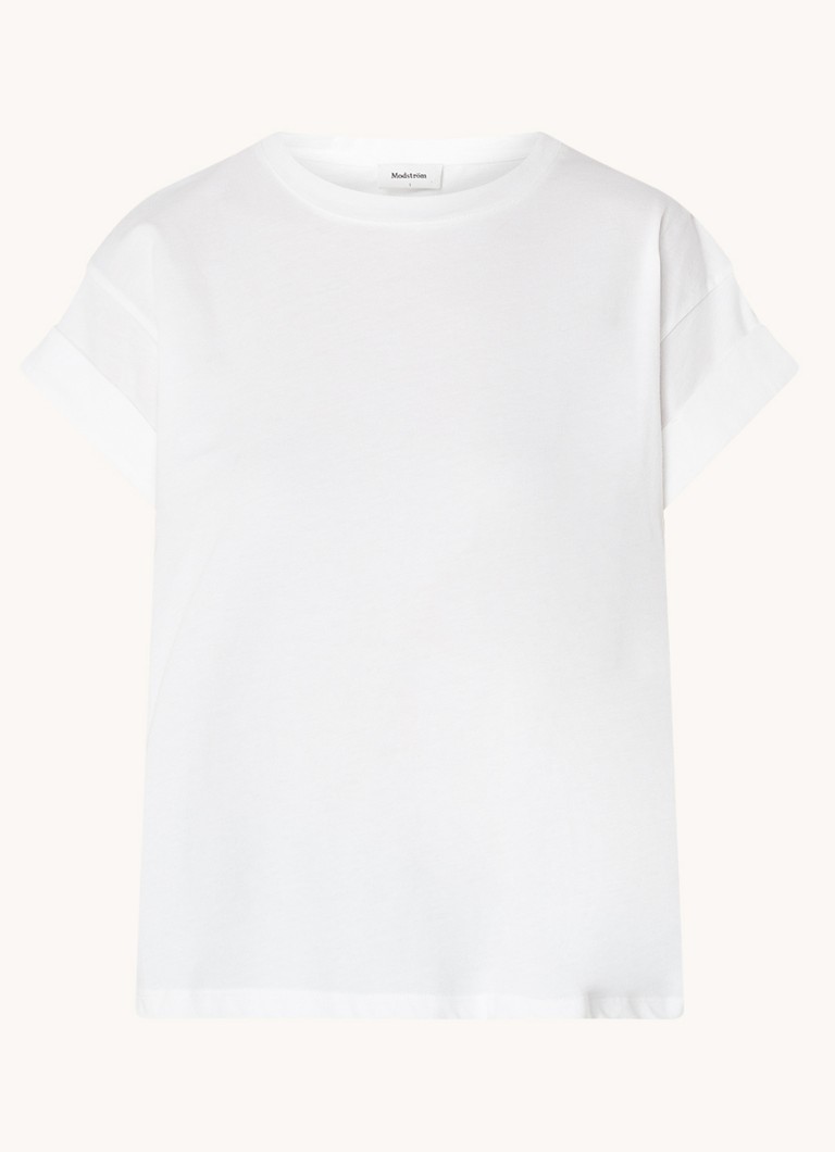 Modström Dames Brazil T-shirt met ronde hals in de kleur Gebroken wit