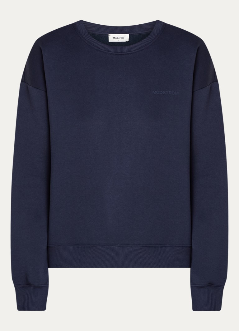 Modström Dames Tia sweater met logoprint in de kleur Donkerblauw