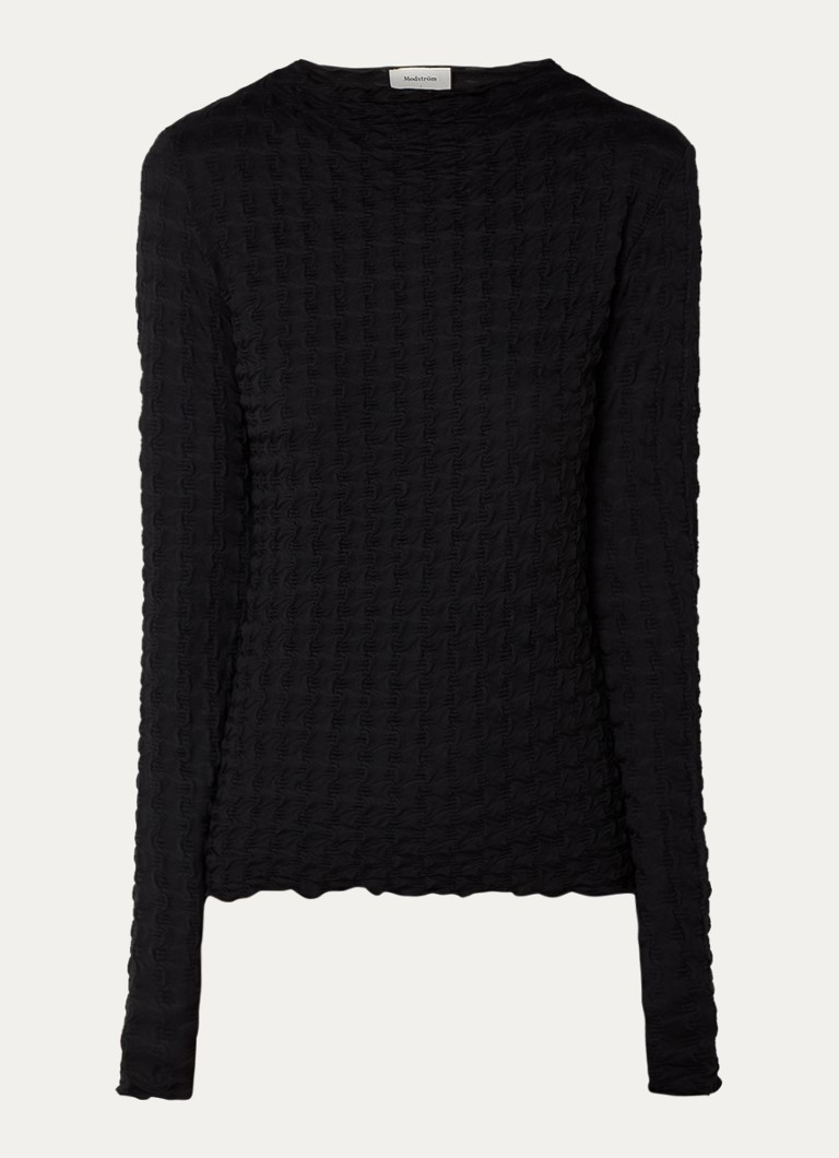 Modström Dames Kimora longsleeve met structuur in de kleur Zwart