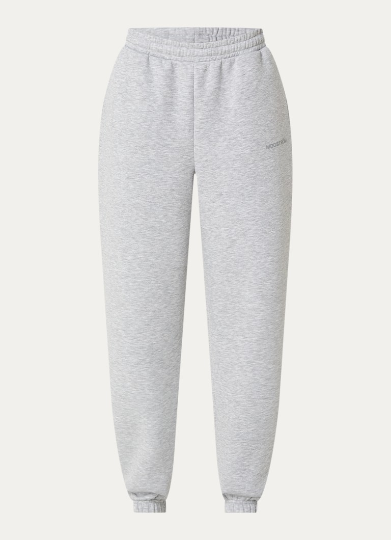 Modström Dames Tia high waist tapered fit joggingbroek met logo en steekzakken in de kleur Grijsmele