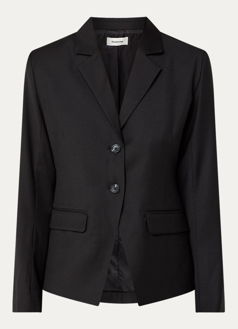 Modström Dames Pilou blazer in wolblend met klepzakken in de kleur Zwart