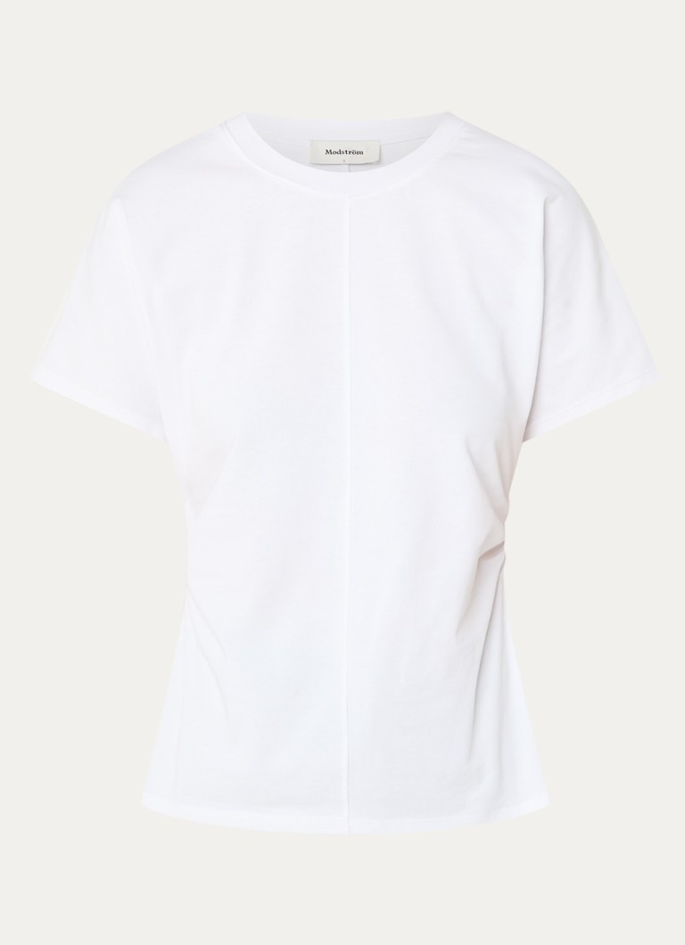 Modström Dames Pataya t-shirt van katoen met siernaad in de kleur Wit