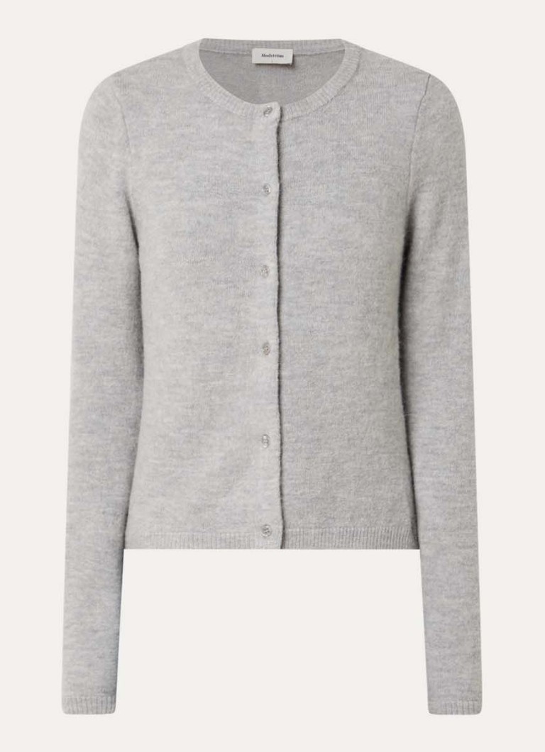 Modström Dames Tree fijngebreid vest in alpaca wolblend in de kleur Grijsmele