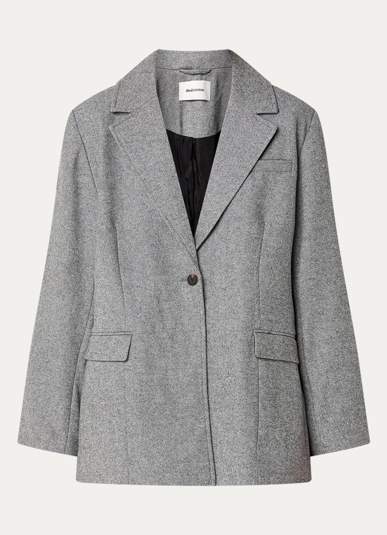 Modström Dames Simon blazer in wolblend met gemêleerd dessin in de kleur Grijsmele