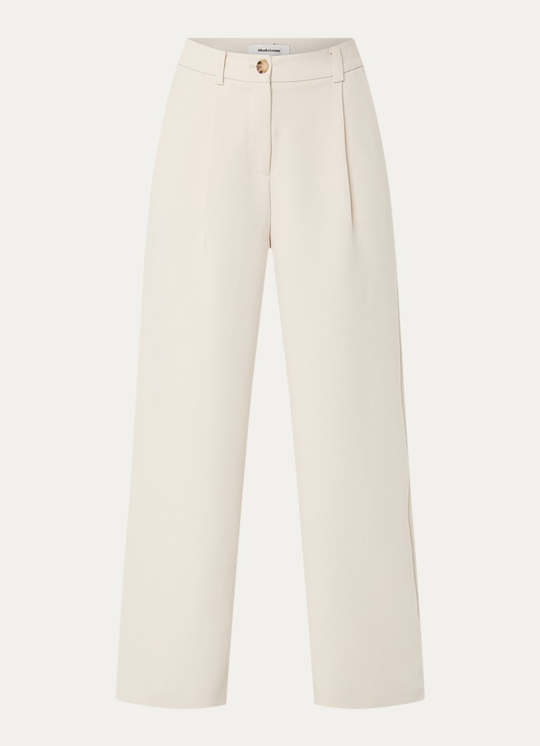 Modström Dames Gale loose fit pantalon met steekzakken in de kleur Beige