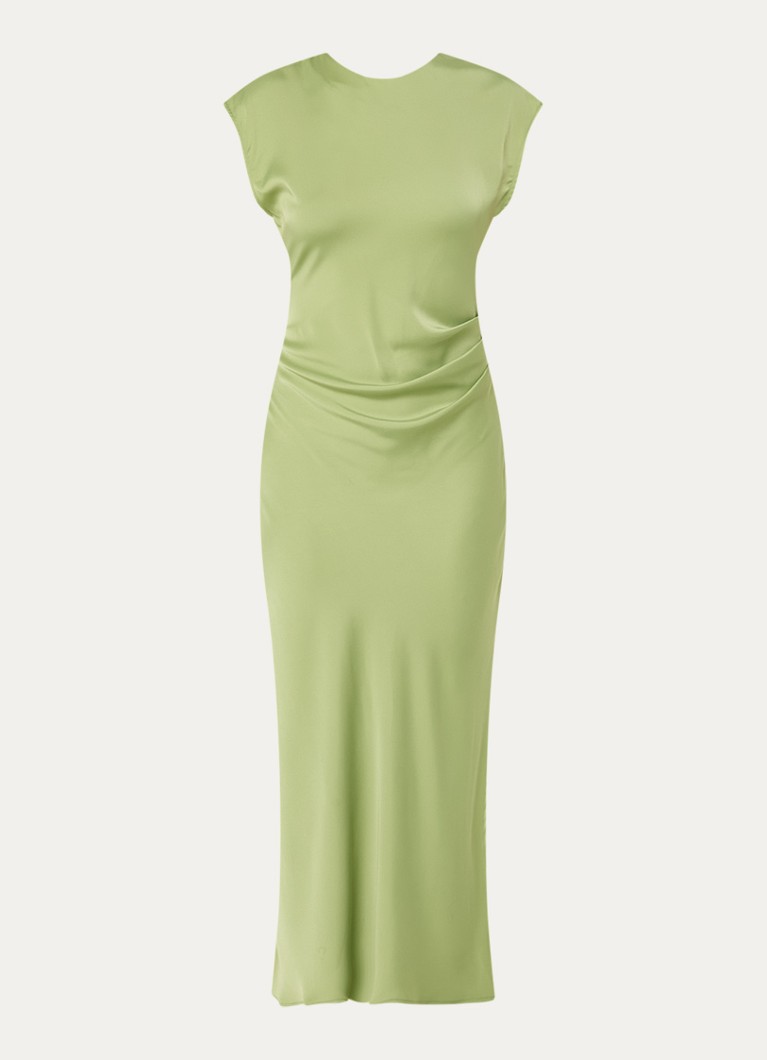 Modström Dames Unity midi jurk met plooidetail en split in de kleur Lichtgroen